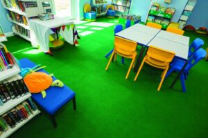 Heckmondwike Green Carpet Tiles in School