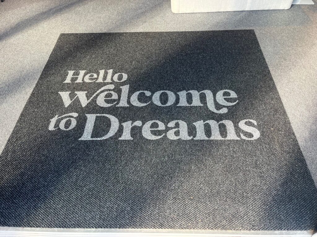 Bespoke logo mat at Dreams