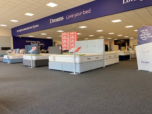 Supacord sheet carpet in Anthracite installed in the Dreams showroom