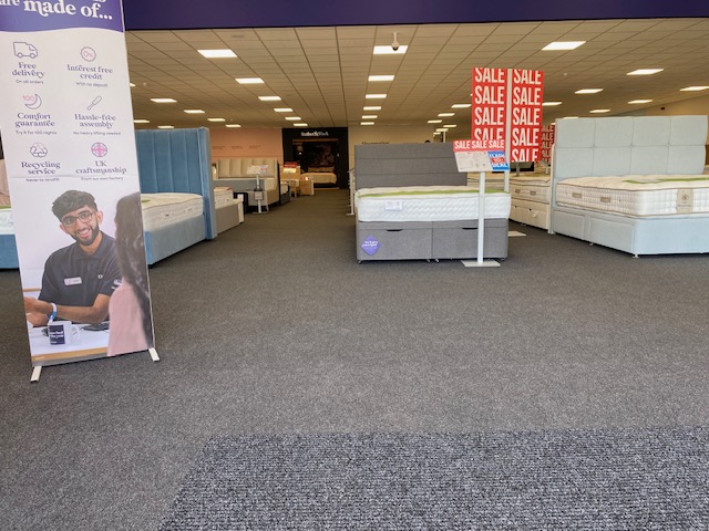 Supacord sheet carpet in Anthracite installed in the Dreams showroom
