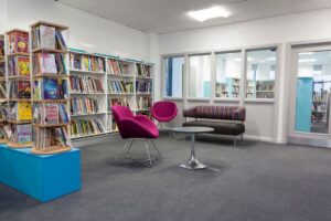 Carpet tiles in a school library