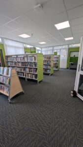 Array tiles in lime at Seaton Carew Community Hub
