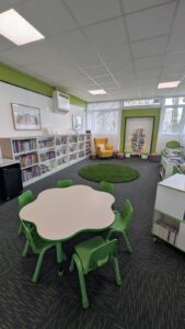Array tiles in lime at Seaton Carew Community Hub