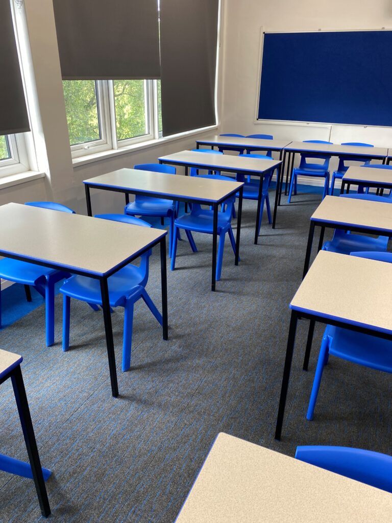 Array carpet tiles have been installed in the school's classrooms