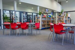 Supacord sheet carpet in a grey colourway 'Steel' in a classroom