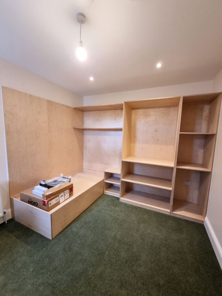 Supacord in Pale Olive installed in the bedrooms with new wooden furniture